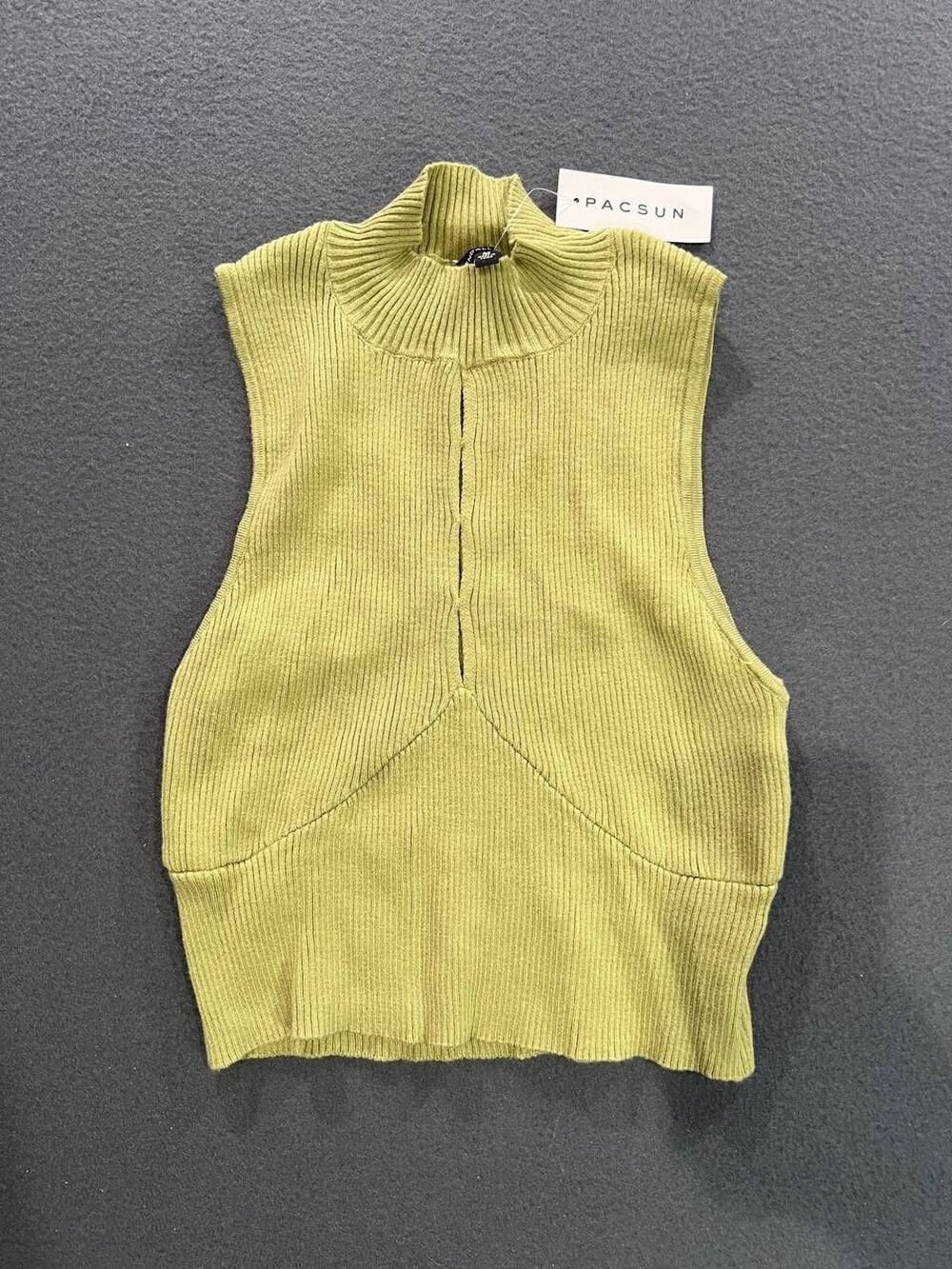 Pacsun green cropped sleeveless sweater Y2K women's size Medium A008652